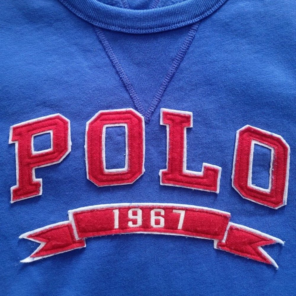 Polo Ralph Lauren Fleece Crewneck Pullover Spell Out Sweater Blue Men's XXL